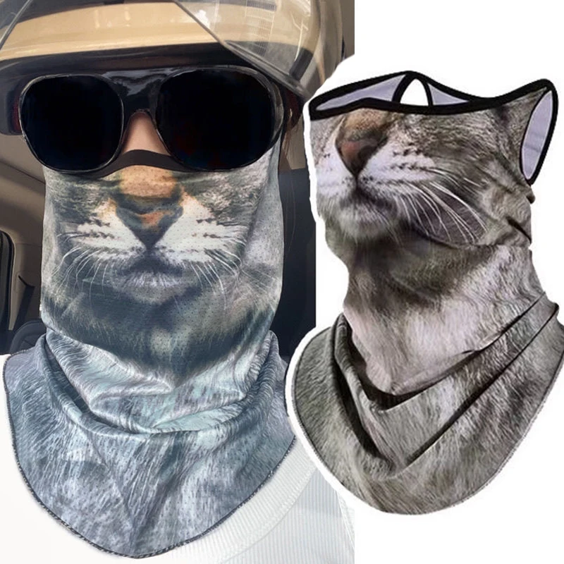 3D Animals Magic Scarf Bandana Breathable Neck Warmer Gaiter Hanging Ear Outdoor Sports Triangle Face Mask Neckerchief Summer