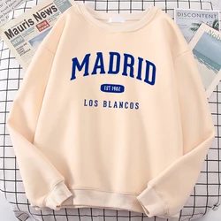 Spain Madrid Est 1902 Los Blancos Prints Female Clothing Autumn Clothing High Quality Sweatshirt Street Casual Women'S Hoody