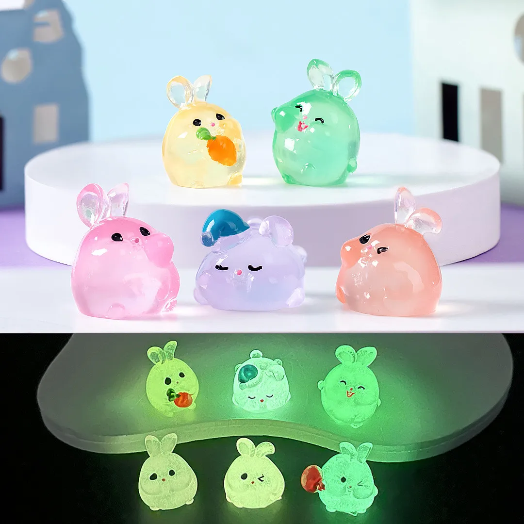 6PCS-Luminous-Rabbits-Resin-Fairy-Garden-Accessories-Glow-At-Night ...