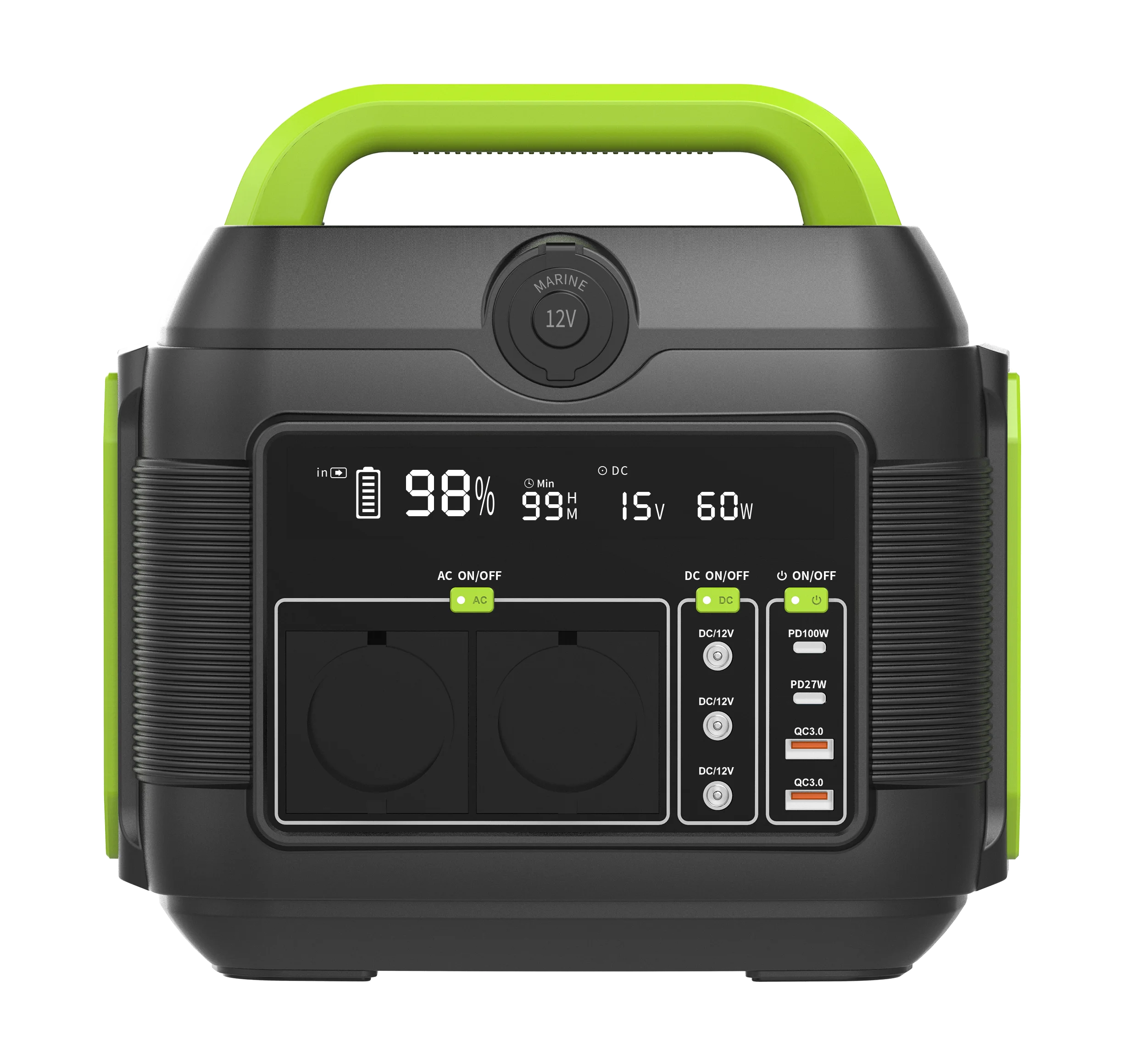 

600W Power Station For Camping Travel Power Banks Energy Storage Power Portable Solar Generator Charging Station