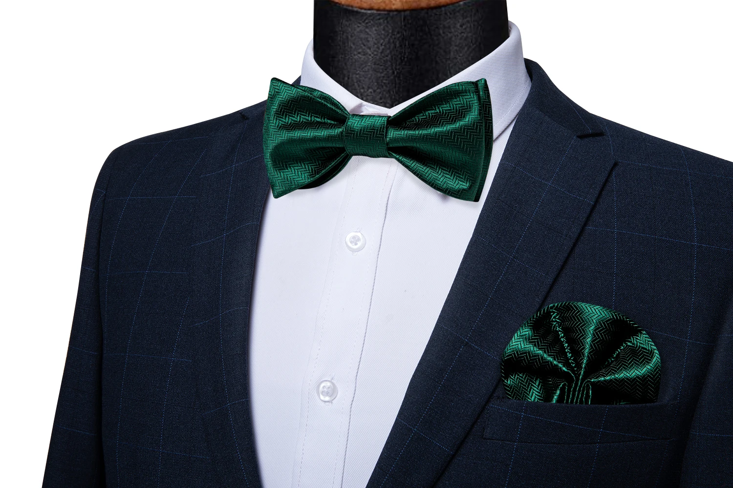 Black Tux With Emerald Green Bow Tie Tuxedo Bow Tie Handkerchief