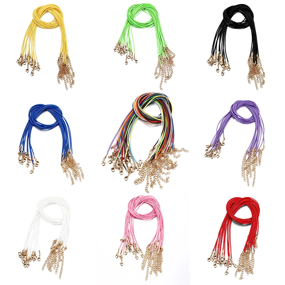Colorful 100Pc Braided Leather Cord Rope Necklace Chain w/Lobster Claw  Clasp 100