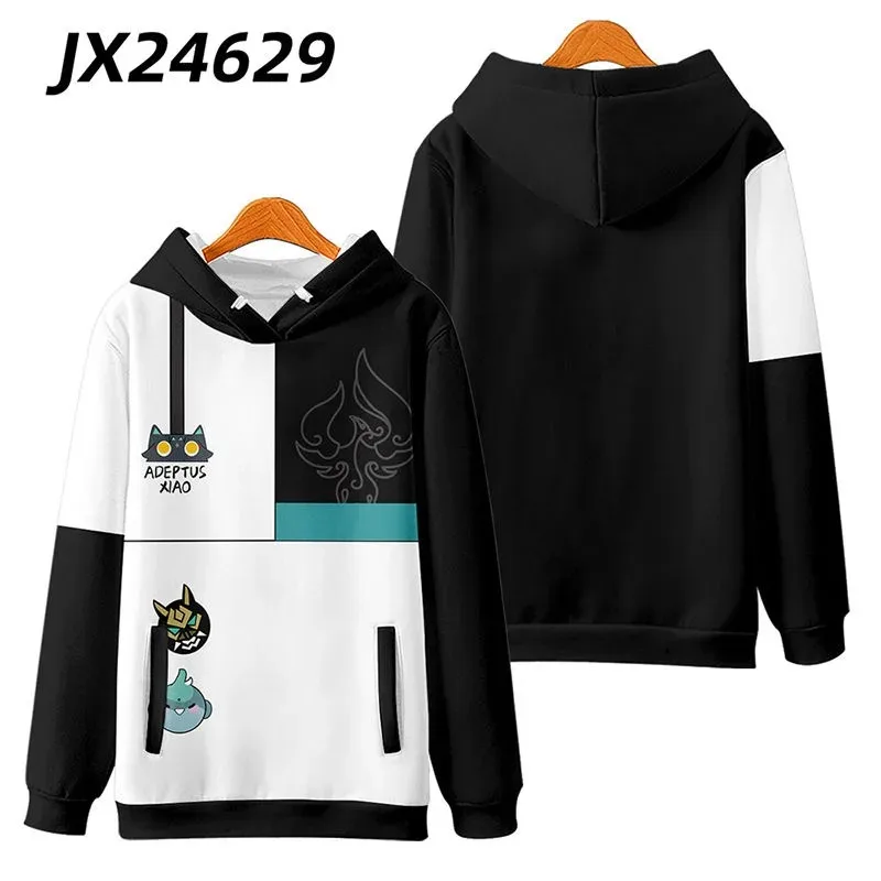 Men and Women Genshin Impact Style Xiao 3D Printing Hoodies, Play Sweatshirt, Long Sleeve, Autumn, Fashion