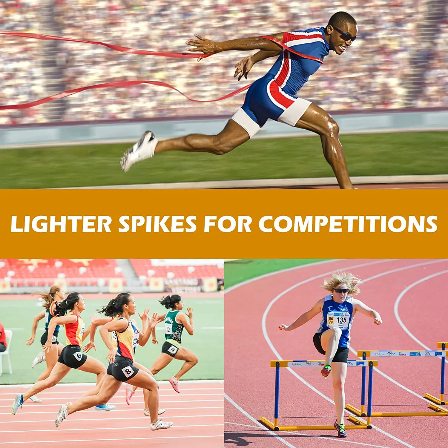 48 Pieces 1/4 Inch Track Spikes Carbon Steel for Track Shoes 0.45g/pc with a Wrench for Field Sprinting or Cross Country