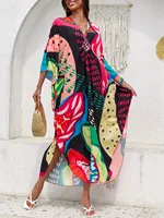 Plus Size Women Floral Print Kaftan Dresses Plus Size Swimsuit Coverup Summer Bathing Suit Caftan Loungewear Beach Dress - Image 5