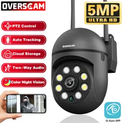 5MP WIFI Surveillance Black IP Camera Auto Tracking Color Night Vision Mini Outdoor Waterpter PTZ IP Security Camera O-Kam APP