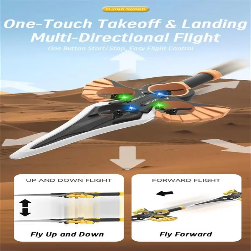 リモコン剣型ドローン タクティカルリモコン空飛ぶ剣おもちゃ 子供用電動空飛ぶ剣ドローン