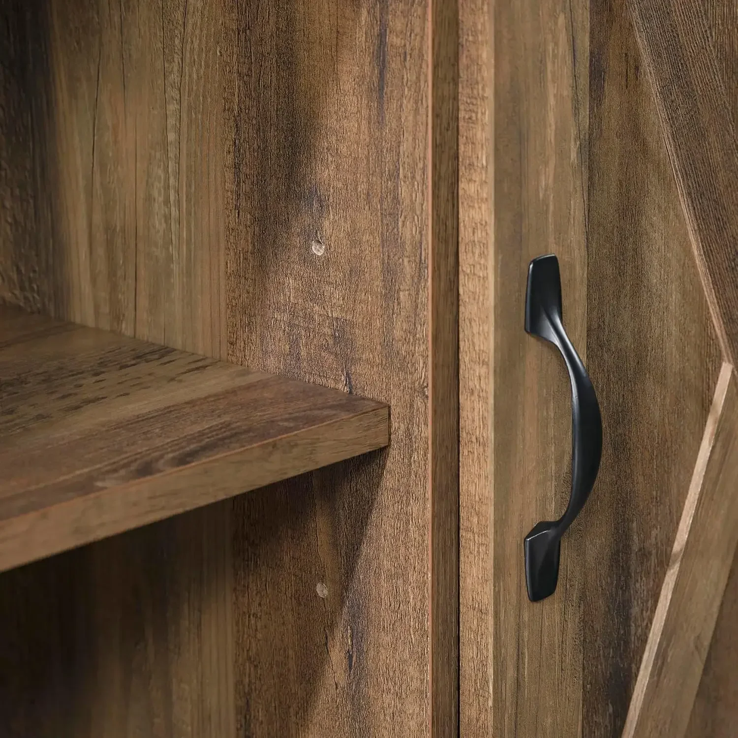 NEW-Clayton Farmhouse Sliding Double Barn Door TV Stand for TVs up to 58 Inches, 52 Inch, Rustic Oak