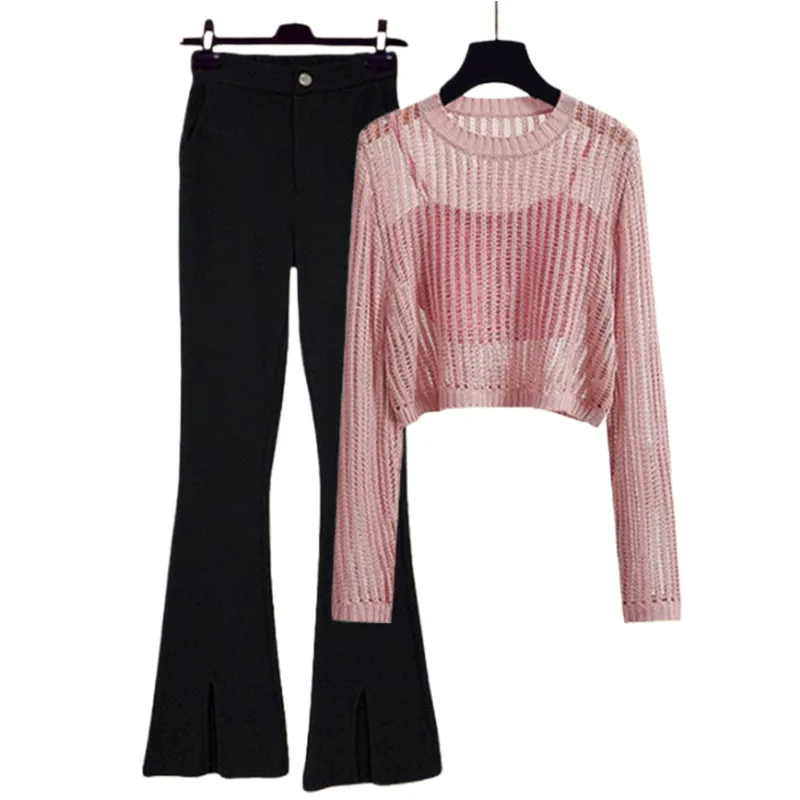 Spring/Summer Set Women's 2024 New Korean Edition Western Style Age Reducing Slimming Slim Casual Pants Three Piece Set