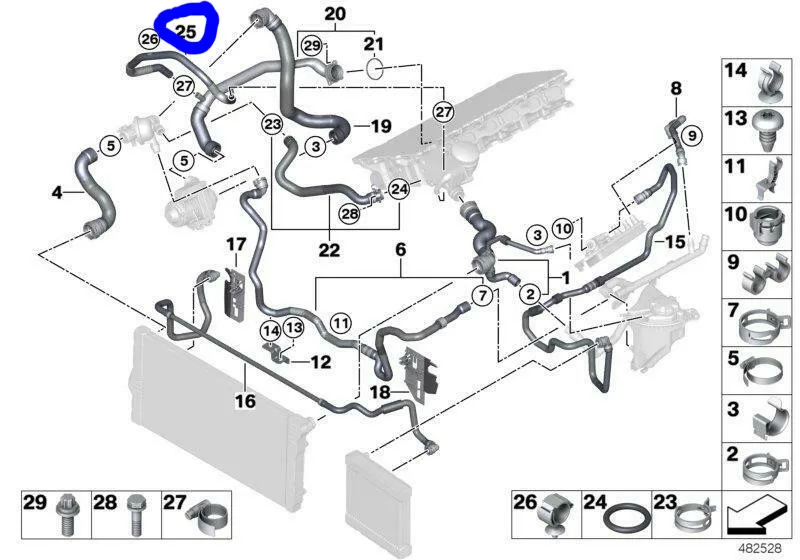 New-Top-Radiator-Coolant-Pipe-Cooling-System-Water-Hose-For-BMW-X5-X6 ...