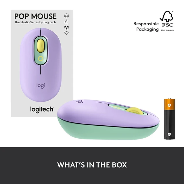 Logitech POP Wireless Mouse With Customizable Emojis SilentTouch Technology Bluetooth Multi Device Compatible Windows MacOS