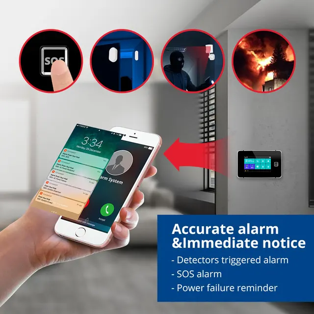 KERUI G60B Tuya Alarm Panel Temperature and Humidity WIFI GSM Alarm System for Home Security DIY Alarm Kit with Motion Sensors 3