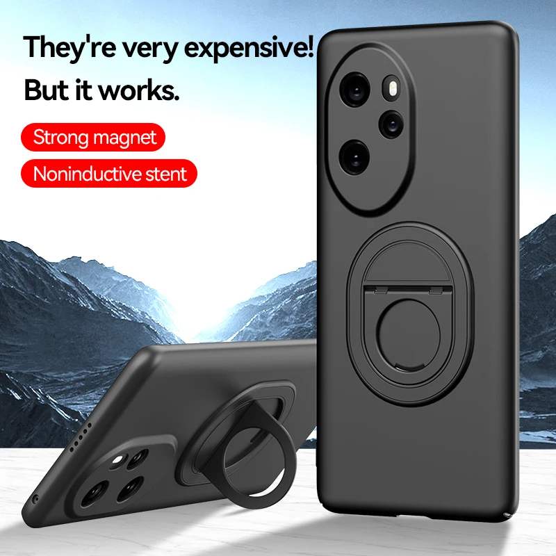 

Hidden Stand Matte Case For Honor 100 Pro Hard Cover Kickstand Support Magnetic Car Holder Bracket Stand