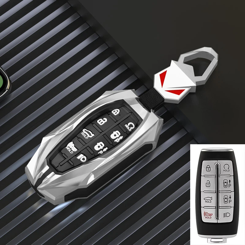 Zinklegierung 8-Tasten-Autoschlüsselhülle für Hyundai Genesis G80 GV70 GV80 2019 2020 2021 2022 Fernbedienungsschlüsselhalter Autozubehör – Detail 7