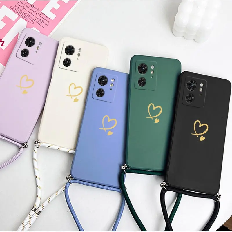 Two Hearts Lanyard Silicone Phone Case - Elegant Protective Cover