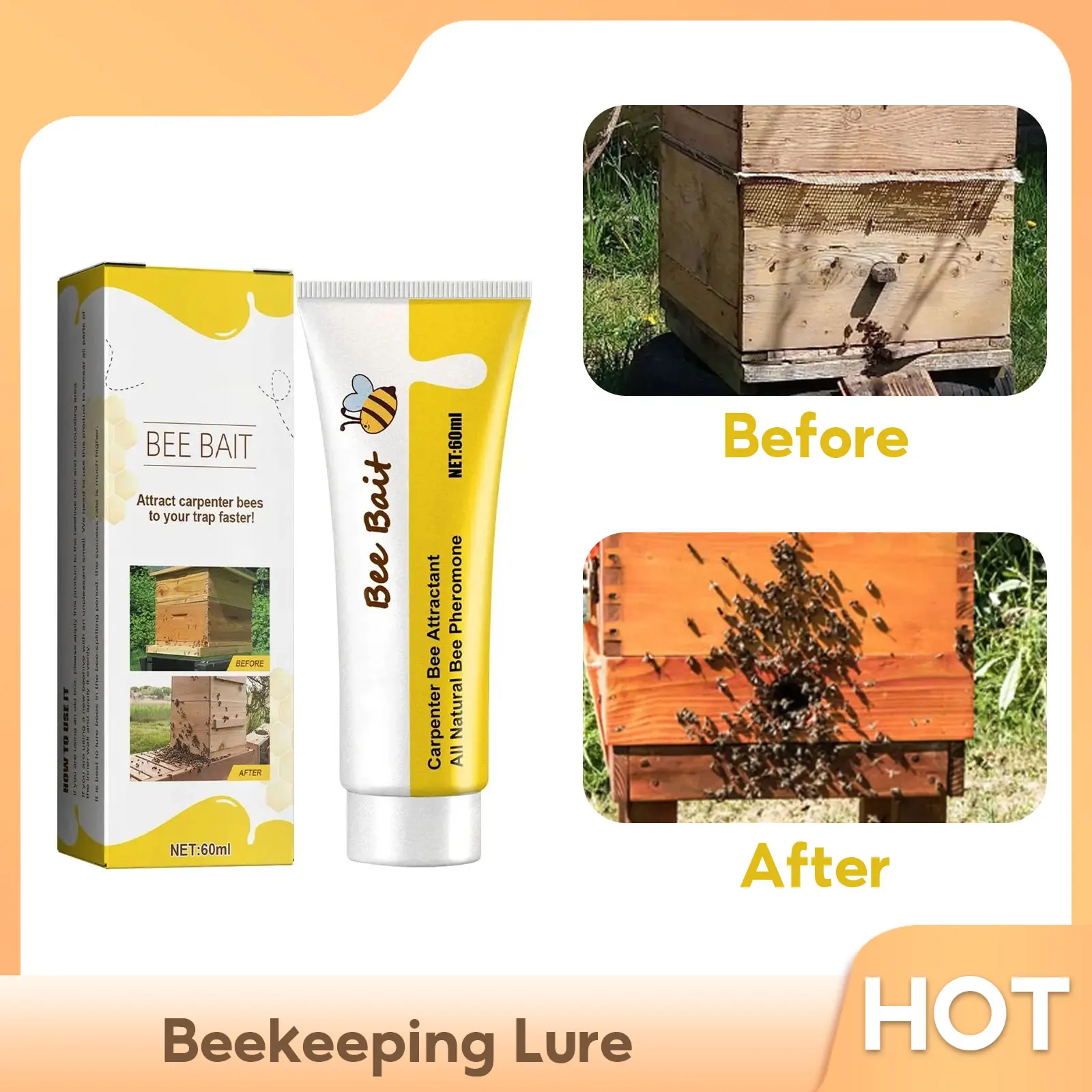 

Bee Attractant Bee Bait Swarm Commander Lure Hive Lure Bait Honey Beehive Trapping Home Beekeeping Attracts Bee Cage Trap Kit