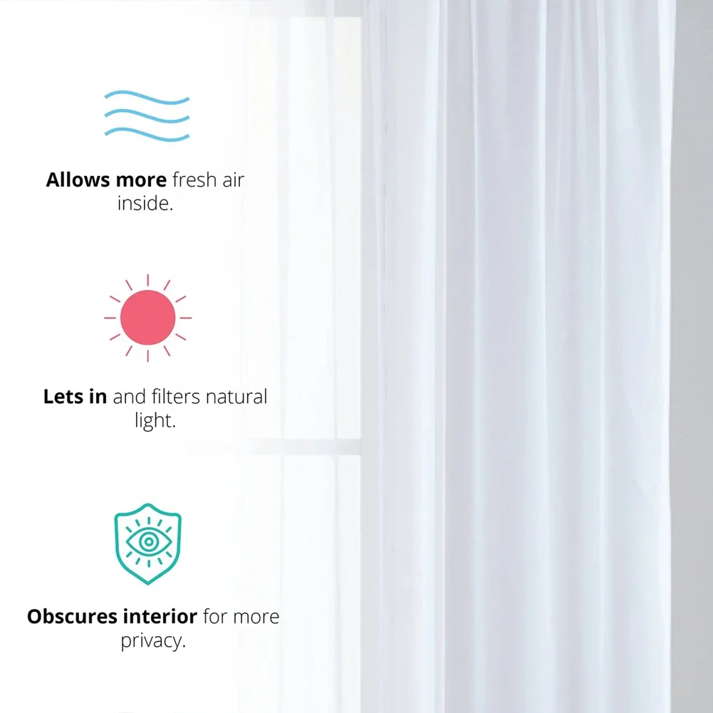 Solid White Sheer Tulle Curtains 3