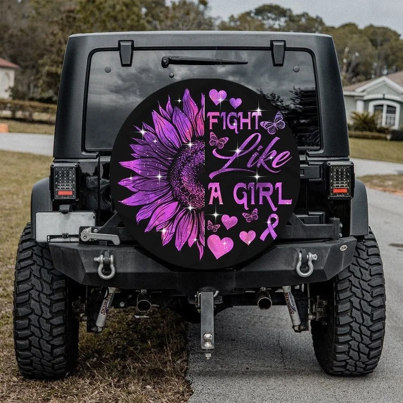 

Fight Like A Girl Cusstom Tire Cover-Universal Wheel Tire Cover for Trailer, RV, SUV, Truck