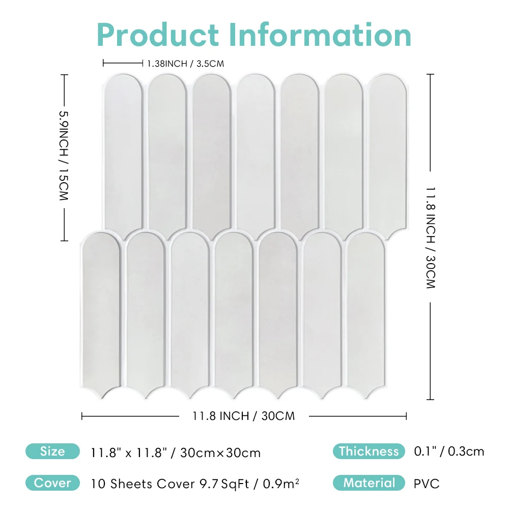 3D Faux Matte Wall Panels 10pcs Tile Stickers Waterproof Backsplash Kitchen Peel and Stick Room Decoration