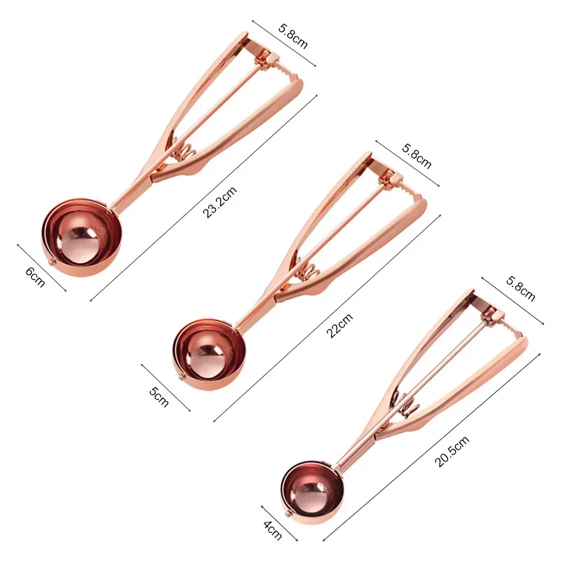 Gold Ice Cream Spoon Stainless Steel Ice Cream Tools Cookie Scoop Icecream Spoon Kitchen Sticks Mashed Potatoes Watermelon 1PCS ice cream scoop