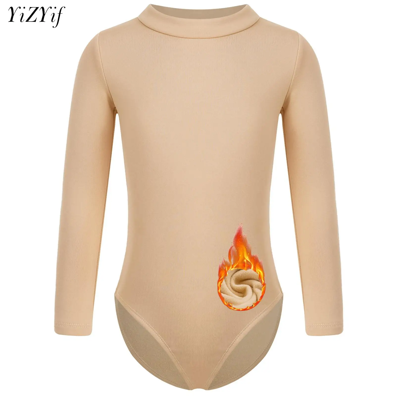 Girls Dance Costumes Girls Ballet Dance Fleece Lined Thermal Underwear Top Gymnastics Leotard Training Costume Dancewear Figure Skating Yoga Bodysuit
