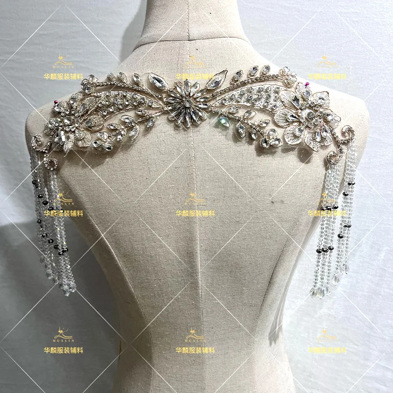 Finiture con frange con perline a mano con pendenti Abbellimento fai-da-te per abiti Reggiseno Collari Toppe Accessori foulard di lusso