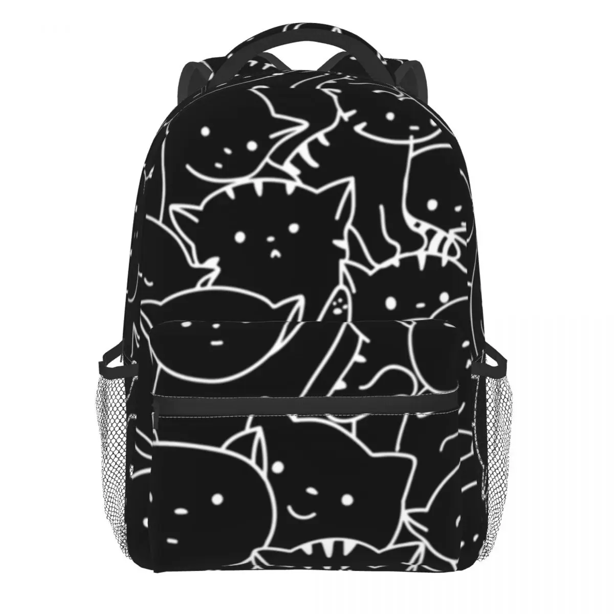 Black Cat Backpack Paw Prints Pattern Women Polyester  display picture 2