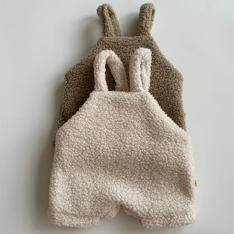 

Keep Warm Lamb Infant Baby Boy Girl Strap Pants Soft Warm Newborn Jumpsuit Romper Christmas Toddler Clothes
