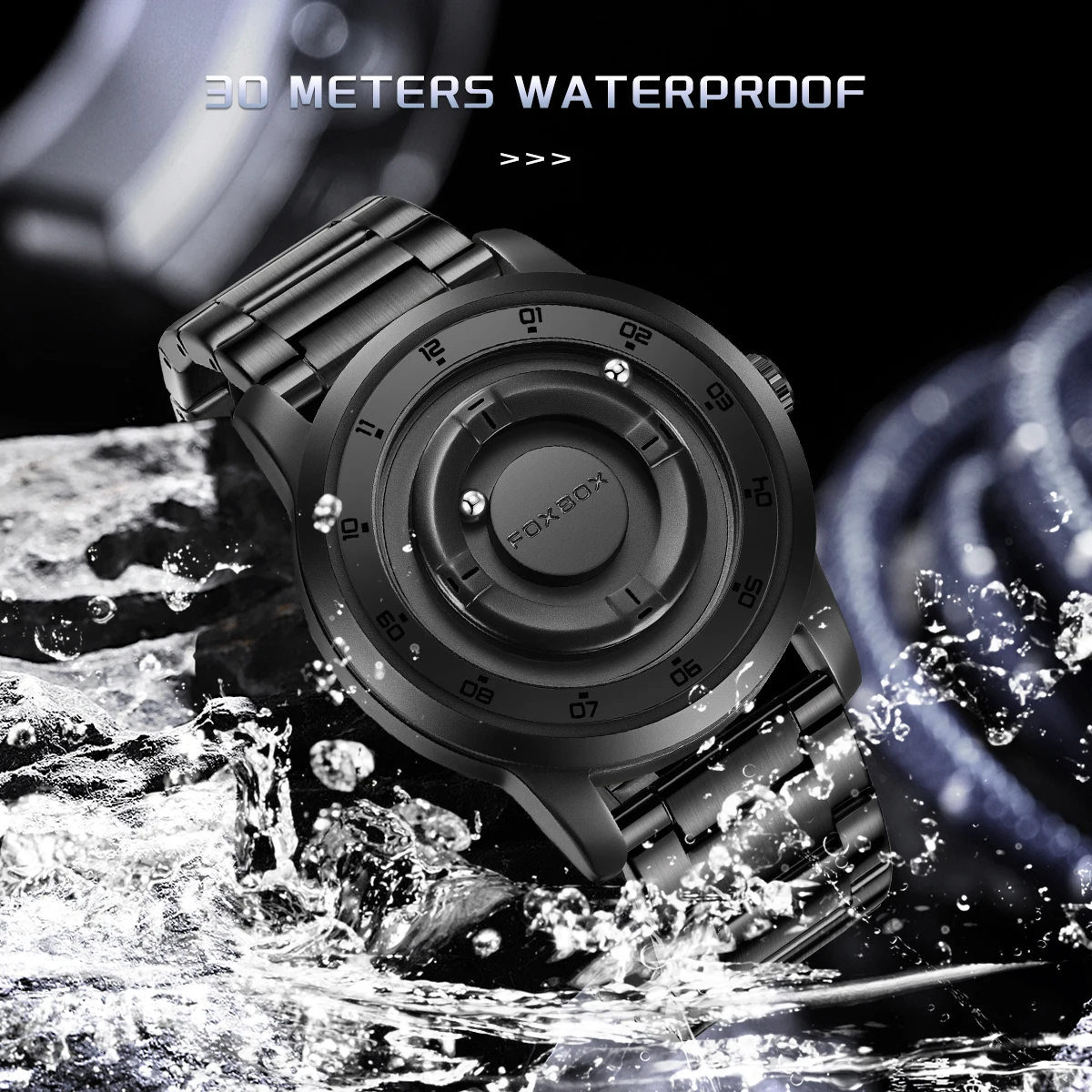 New Original FOXBOX Fashion Mens Watches Top Brand Luxury Magnetic Rolling Ball Pointer Waterproof Watch for Men Montre Homme