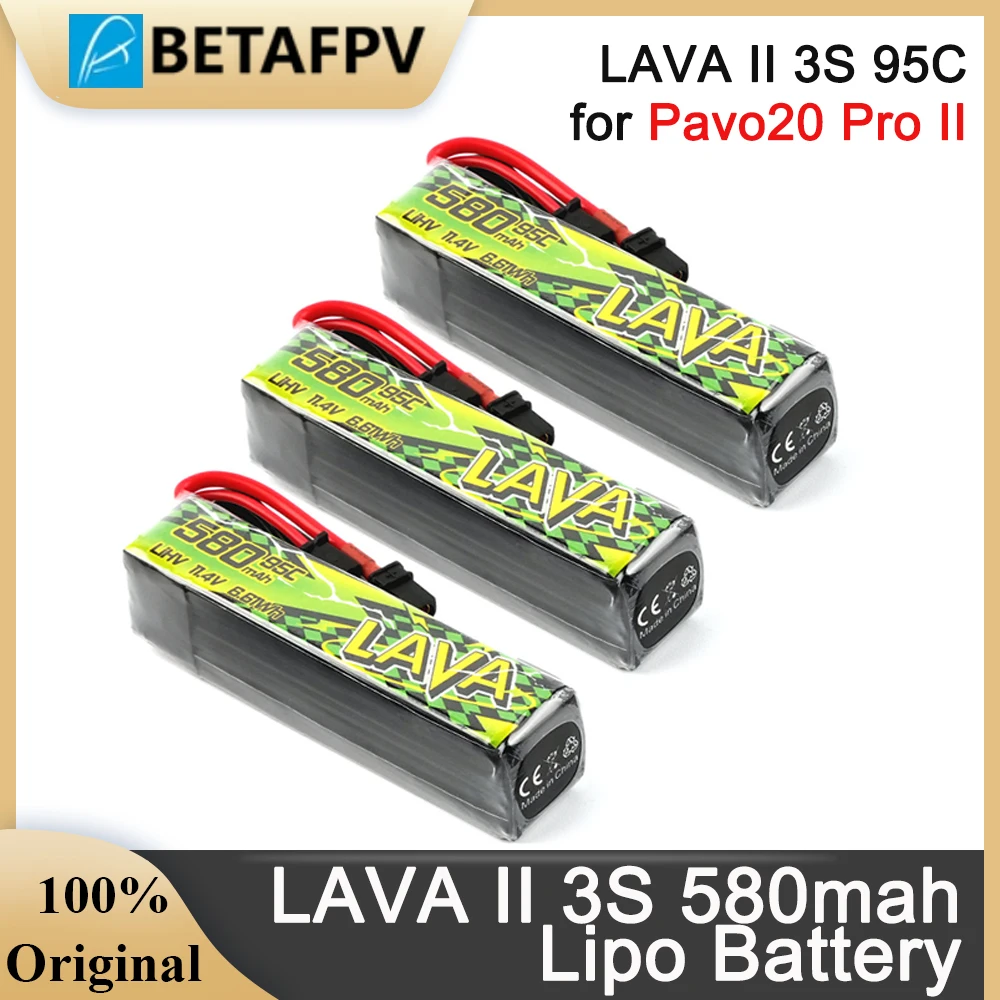 Batería BETAFPV Lava II 3S 580mAh 95C LiHV Para Drones Whoop, Conector XT30, Compatible Con Pavo20 Pro II