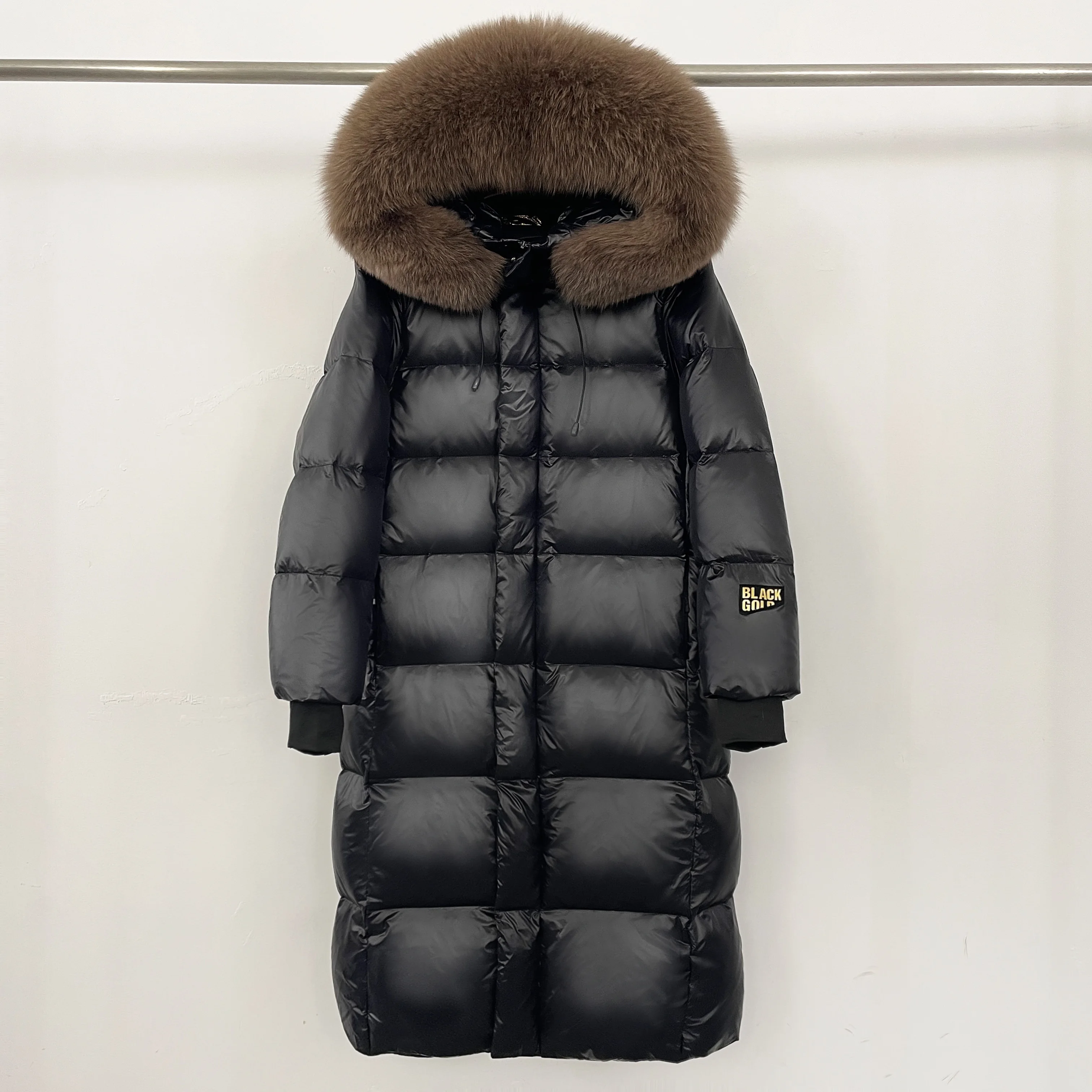 الواقع معطف الفرو شتاء جديد فوق الركبة سترة منفوخة...