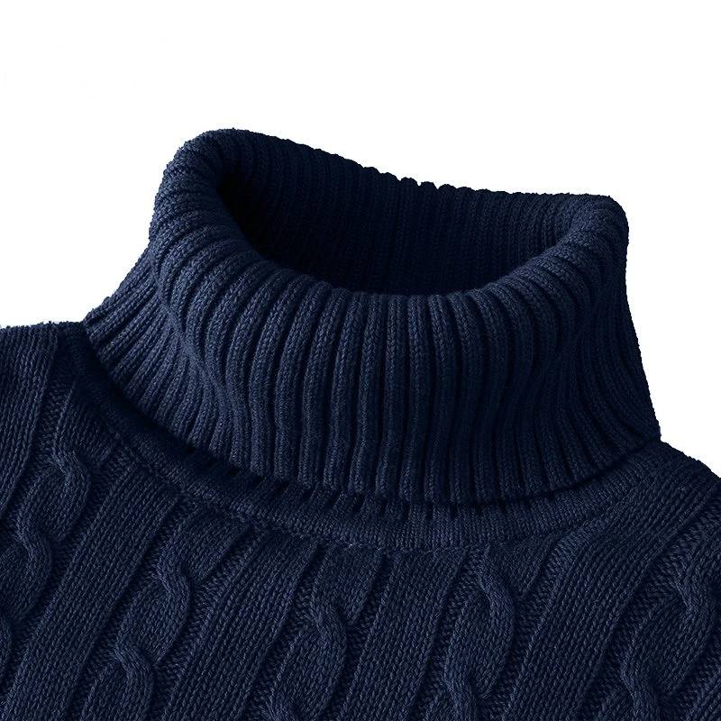 Autumn Winter Men's Sweater Thin Elastic Fine Knitted Warm Top Versatile High Neck Solid Color Tight Fitting Pullover Top