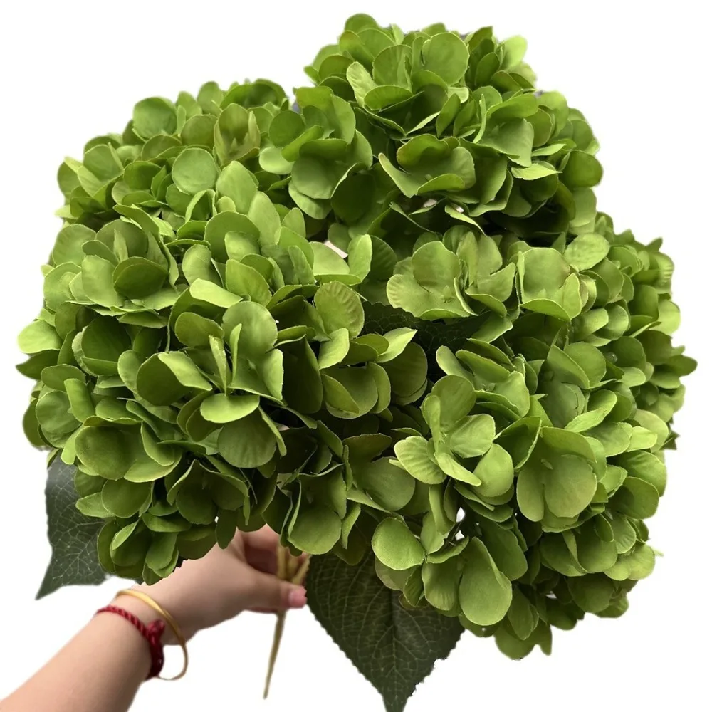 5 Heads Artificial Hydrangea Flower Large Size Silk Fake Hydrangea Flowers DIY Bridal Hydrangea Bouquet for Home Party Wedding