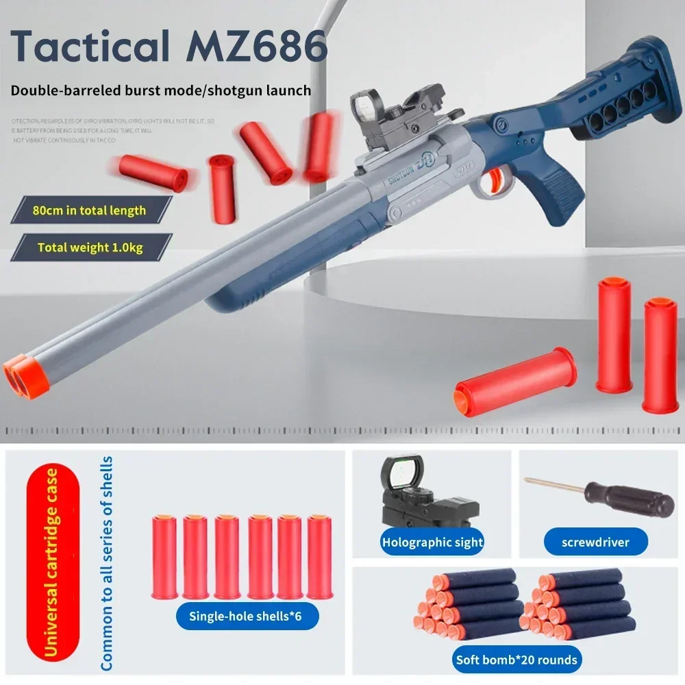 MZ686 Toy Gun Children'S Double-Barreled Burst Soft Bullet Gun