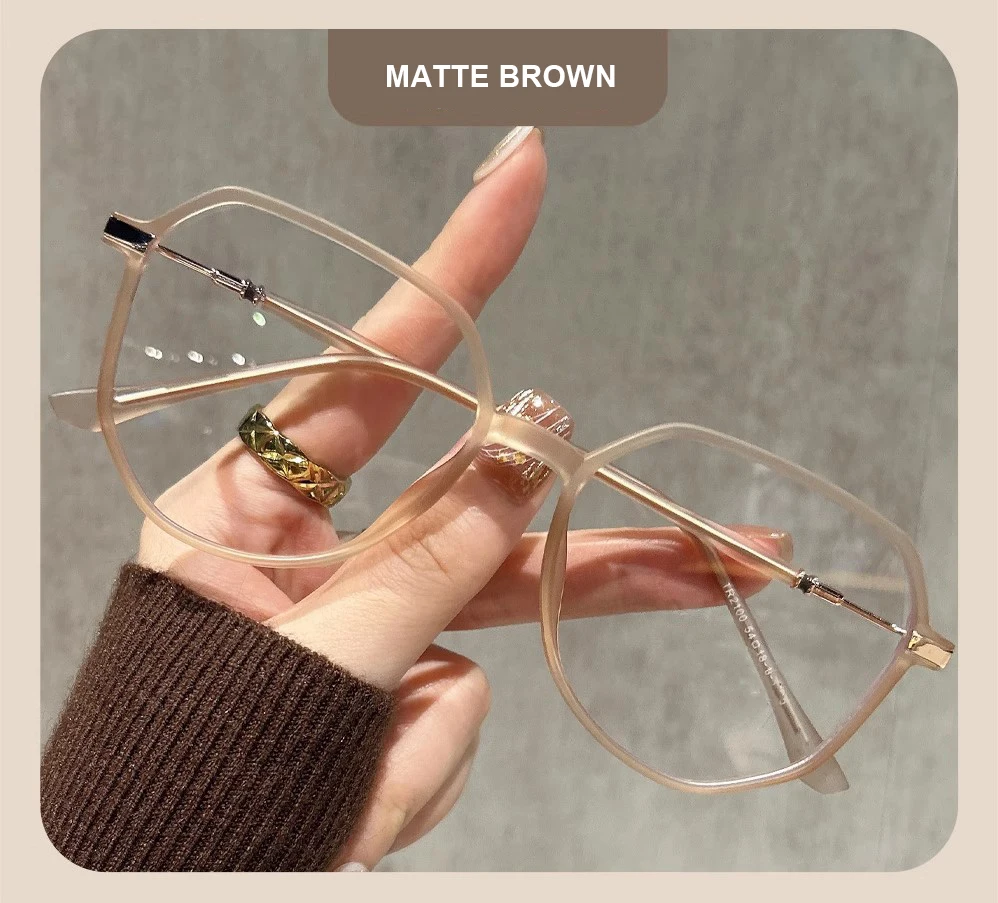 Neue vielseitige ultraleichte Brille mit schlichtem weißem und kühlbraunem Rahmen, großem Rahmen, Anti-Blaulicht-Myopie-Brillengestell MH8926 – Detail 12