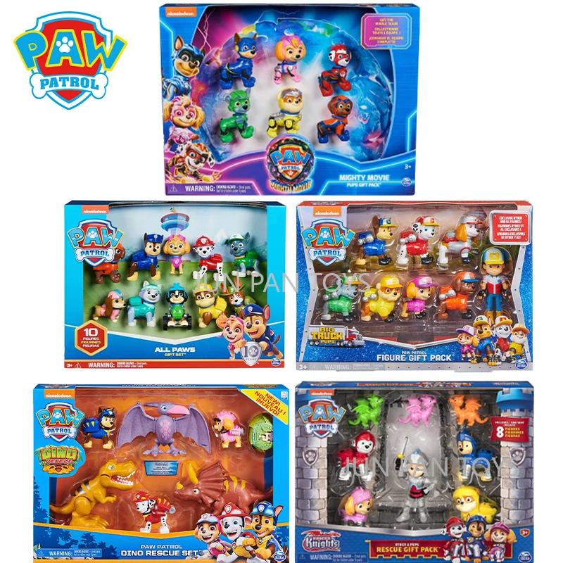 

Original Paw Patrol The Mighty Movie Figures Toys Collectible Pups Figure Gift Pack Set 10th All Paws Dino Rescue Boy Toys Gift