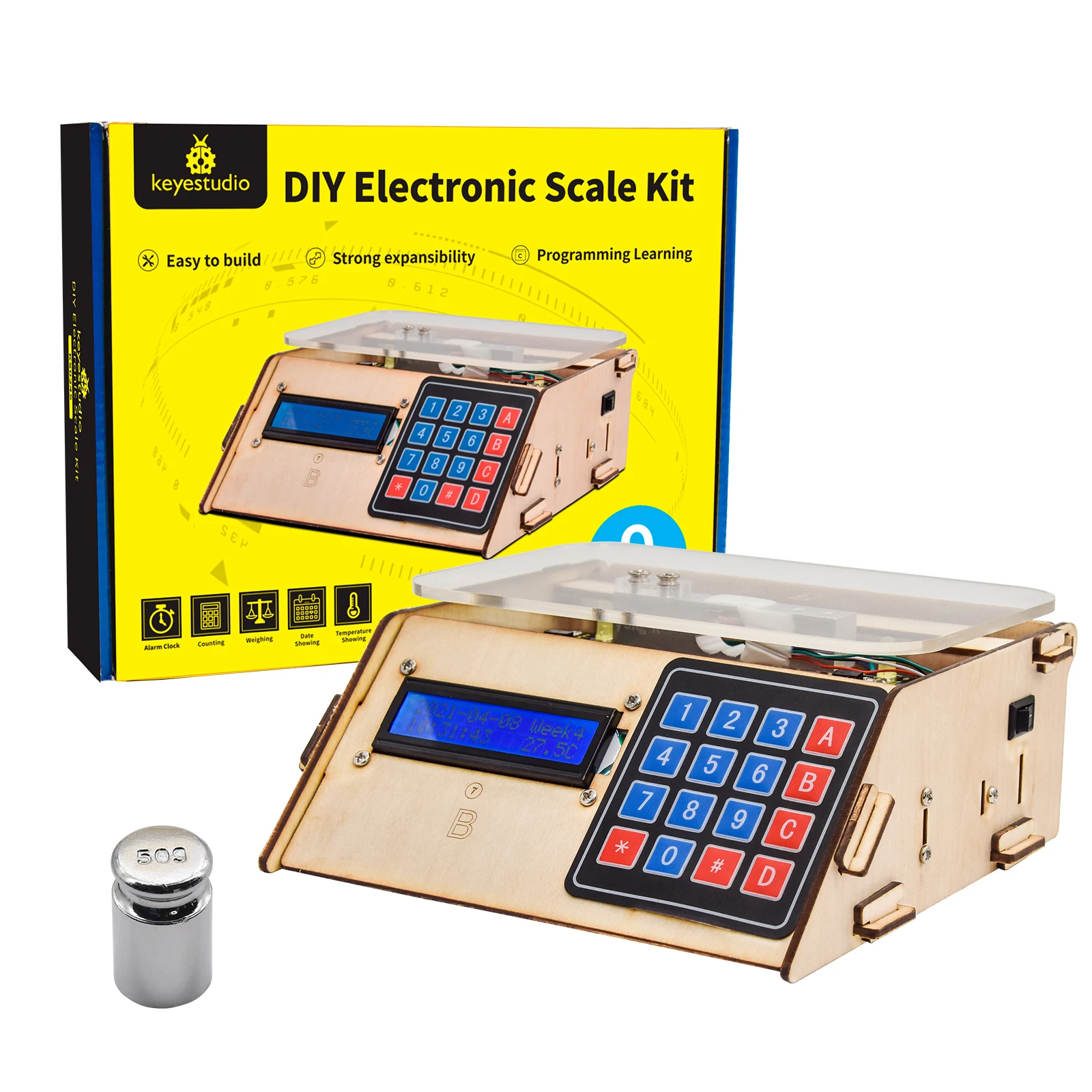 Keyestudio Electronic Scale Kit 5KG Digital Load Cell Weight Sensor HX711 for Arduino DIY Programming Electronic Kit STEM
