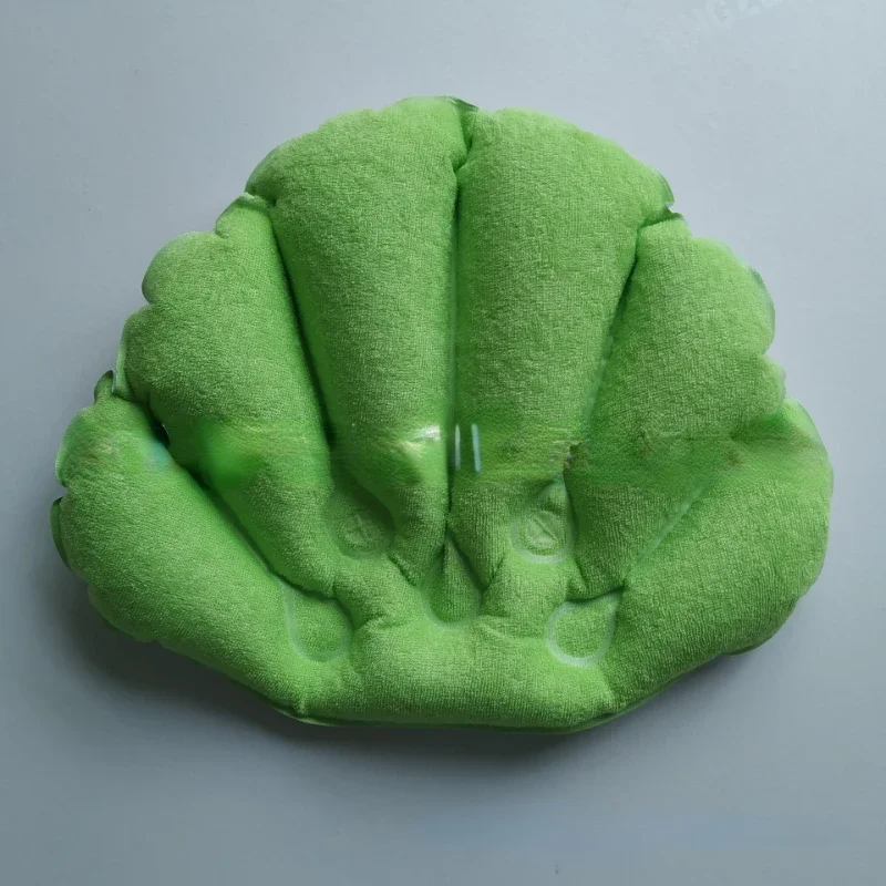 Bath Pillow Multi-color Shell Shaped Inflatable Bath Pillow Soft Towel Cloth PVC Spa Neck Pillow Comfortable Massage Bathing Accessories