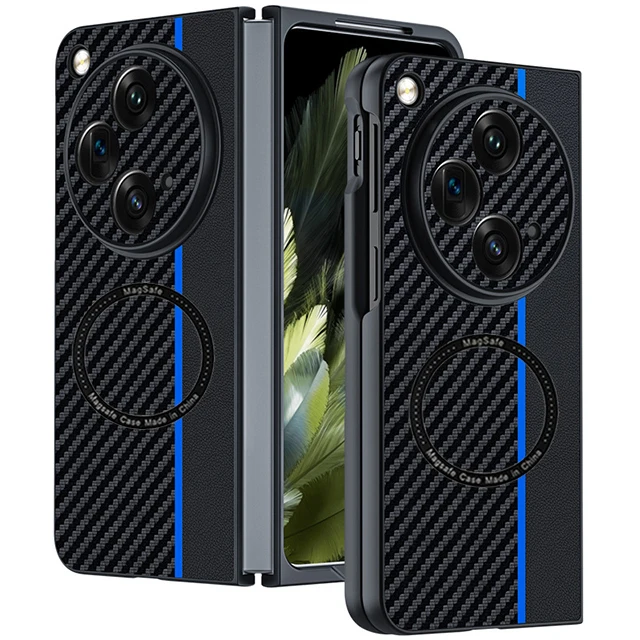 Magnetic Wireless Charging Caque For OPPO Find N3 Case Luxury Leather Folding Cover For Find N3 n2 flip Funda Shockproof Bumper