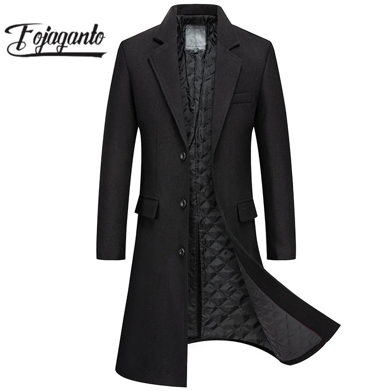 

FOJAGANTO 2023 Outdoor Casual Tweed Coat For Men Pure Cotton Over The Knee Slim Coat High Quality Tweed Coat For Men