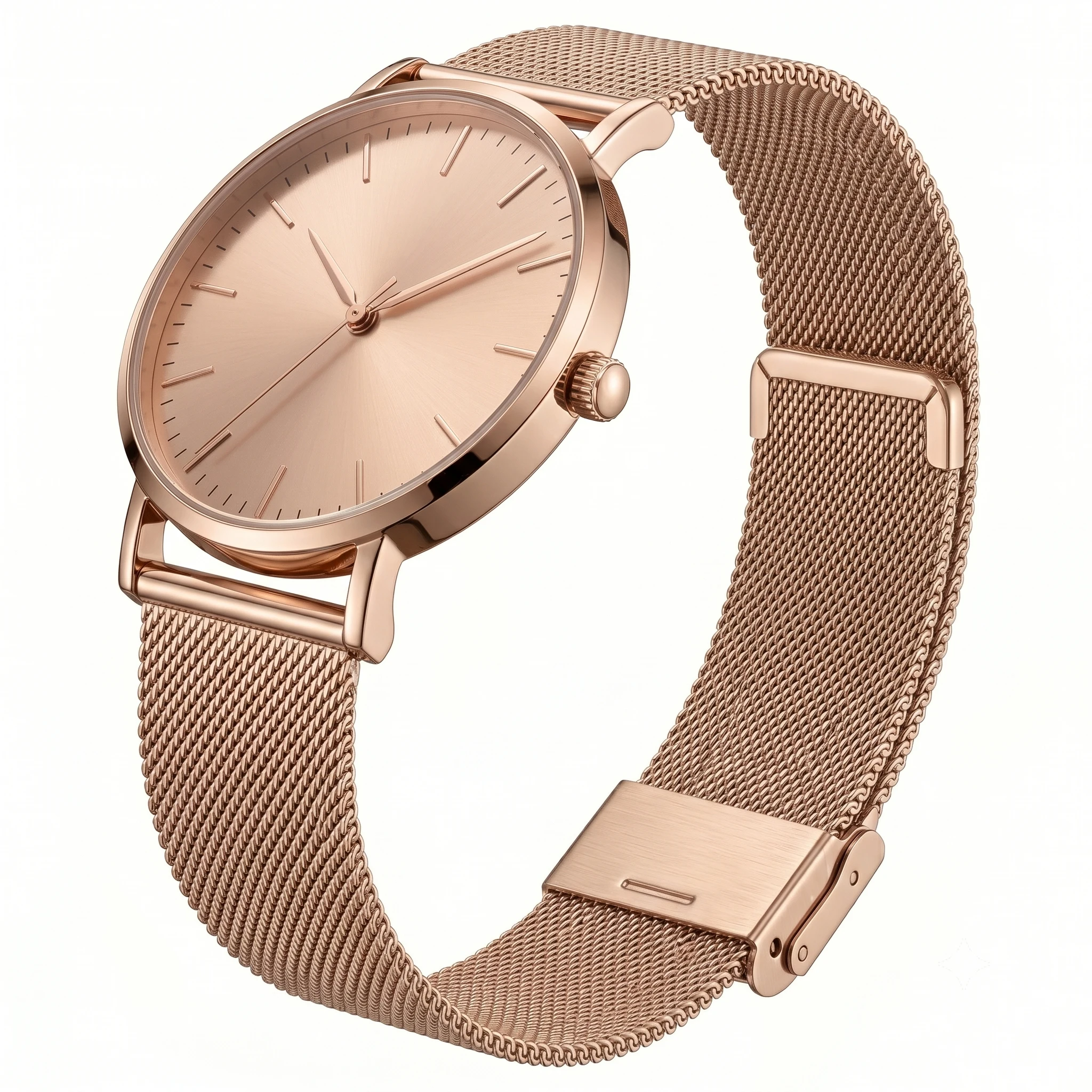 Sleek Stainless Steel Milanese Loop Watch Band Bracelet - Versatile Double Clasp Strap