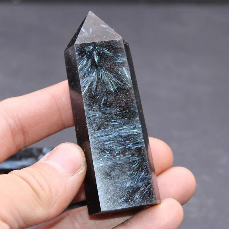 9cm Crystal Wand Natural Astrophyllite Obelisk Quartz Tower Fireworks Stone Gem Point Reiki Healing 4