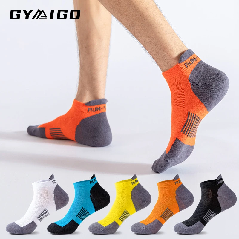 GYMIGO Men Running Socks Breathable Soft Ankle Fitness Basketball Socks Absorb Sweat Sport Socks For Gym