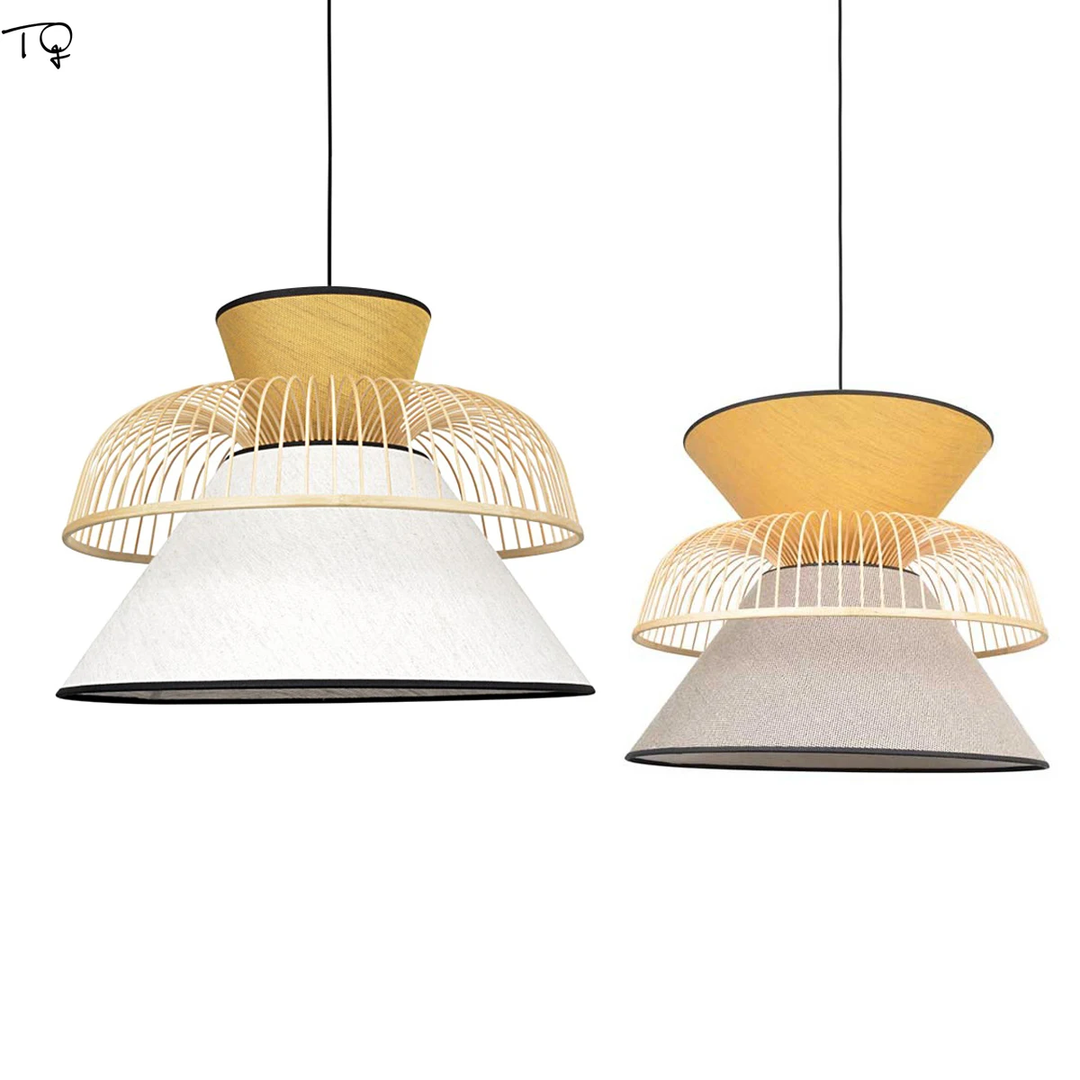 

Japanese Fabric Bamboo Pendant Lights E27 Modern Minimalist LED Hanging Lamp Dining Room Bar Decor Bedroom Living/Model Room