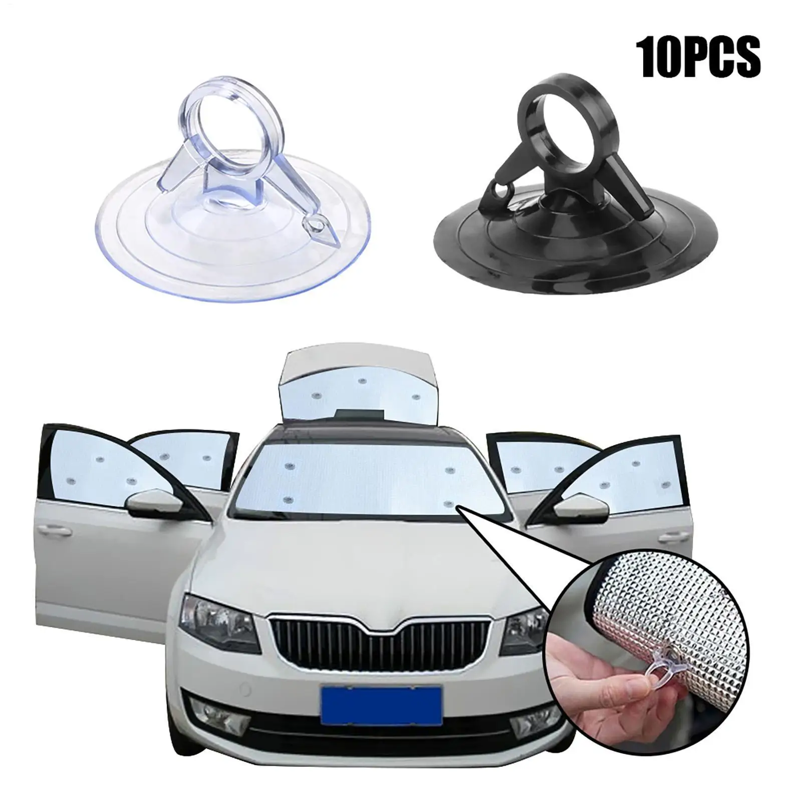 10PCS Car Window Suction Cup Car Glass Windshield Sunshade Suction Cups PVC Sucker Car Interior Accessories for Automotive Visor