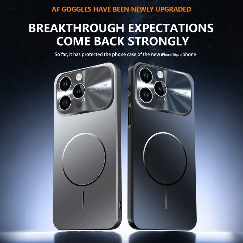 Luxury Colorful Magnetic Large Window Cell Phone Case with Air Lens Protection and Wireless Charging Cover