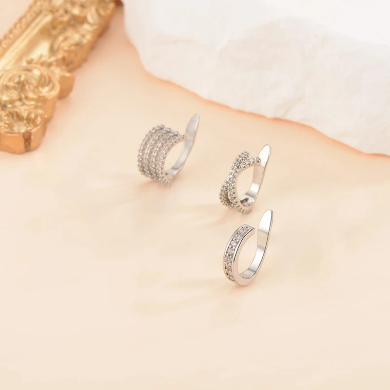 Ear Clip Earrings Clip Earrings Ear Clip 3 pieces of 316 l stainless steel Mosaic zircon fashion lady ear clip