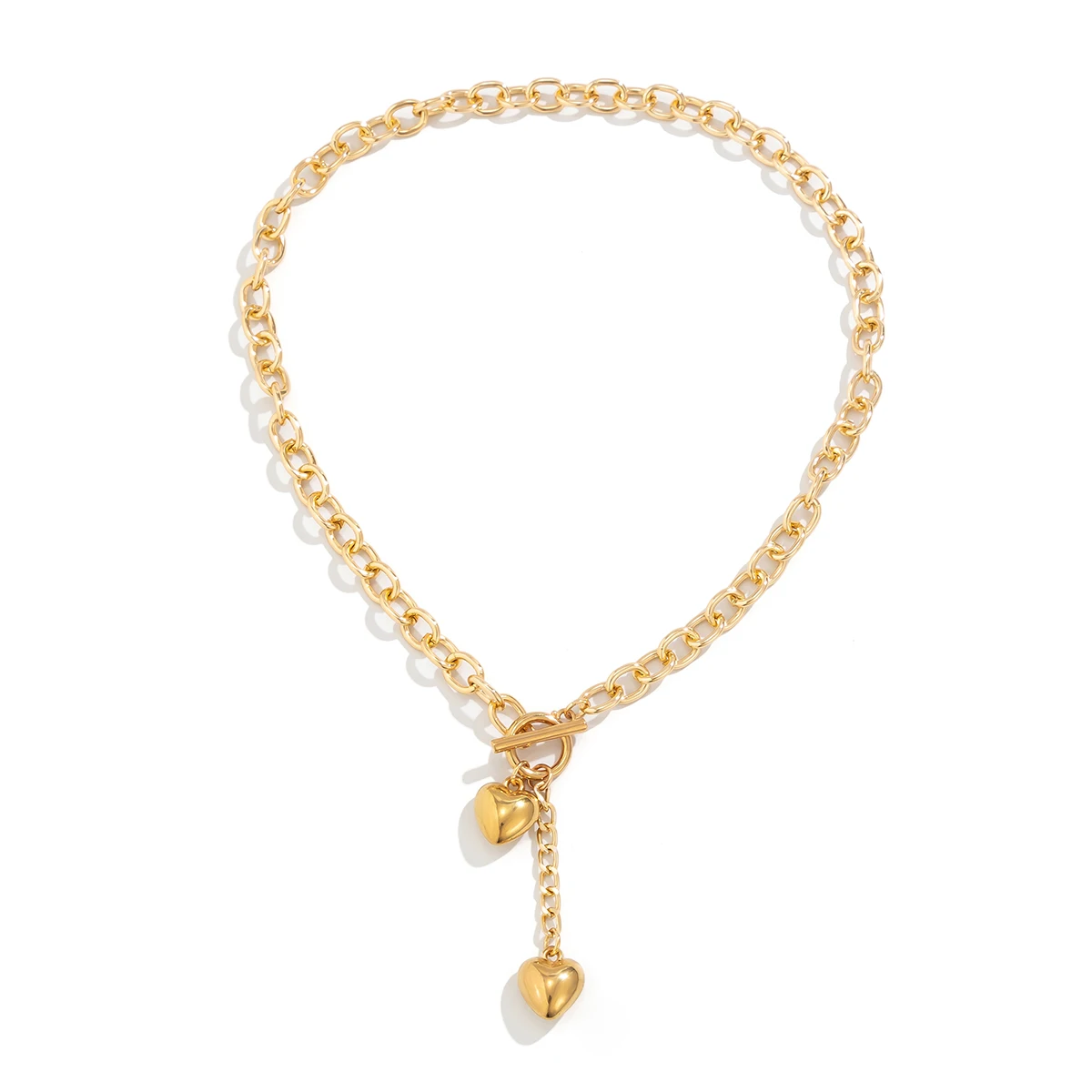 IngeSight.Z Retro Metal Heart Pendant Long Cross Chain