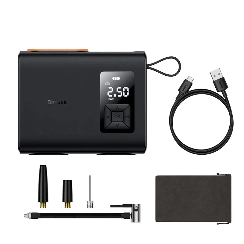Air Pump Baseus Wireless Air Compressor Inflatable Pump Dual Cylinder Electric Tire Inflator Car Motorcycle Bicycle Tyre