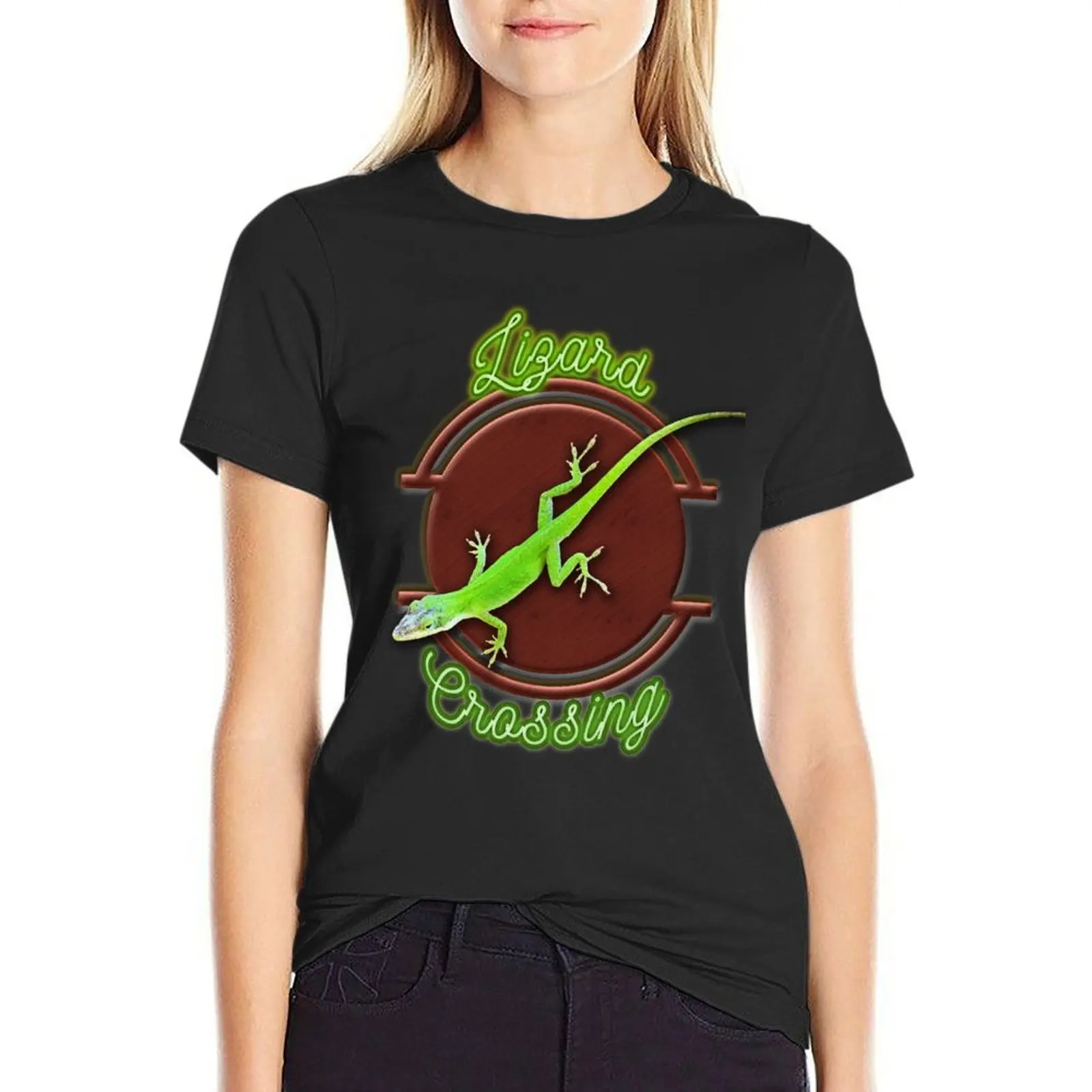 

Green Anole T-Shirt Aesthetic clothing oversized animal print shirt for girls clothes for Women